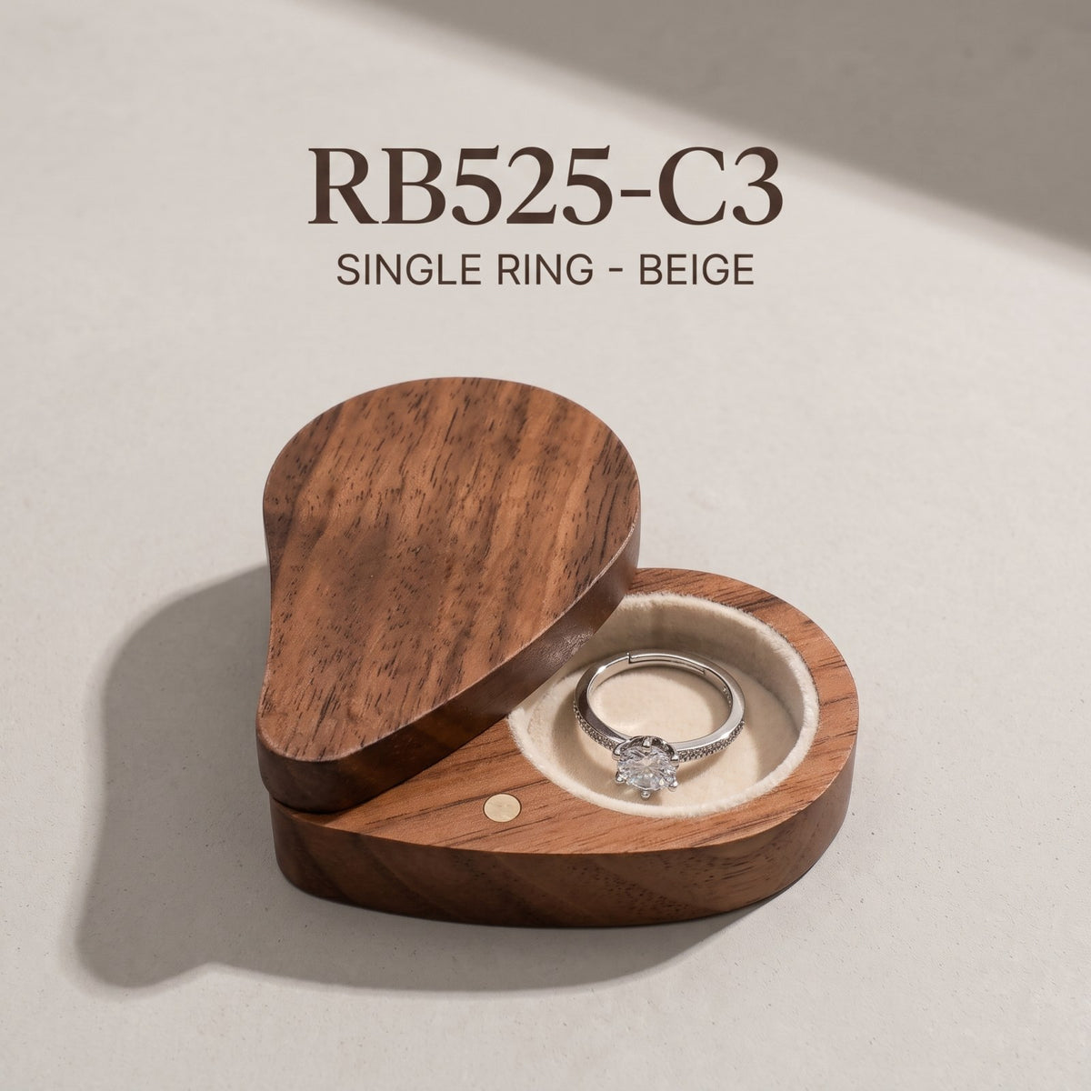 Walnut ring box in Beige - Devotion - MAHOOSIVE