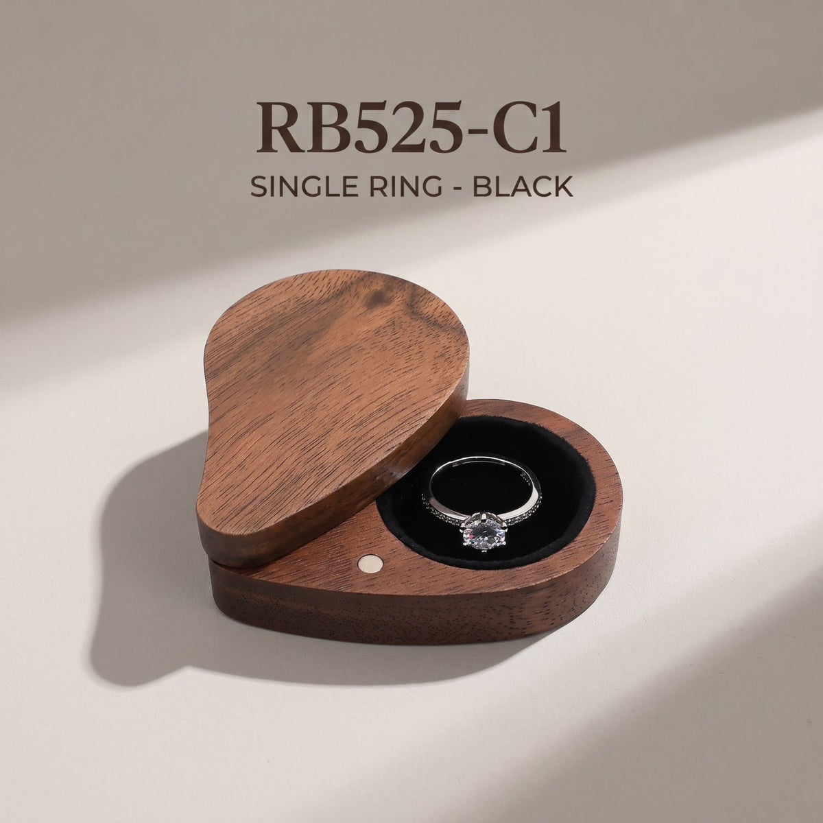 Walnut ring box in Black - Devotion - MAHOOSIVE