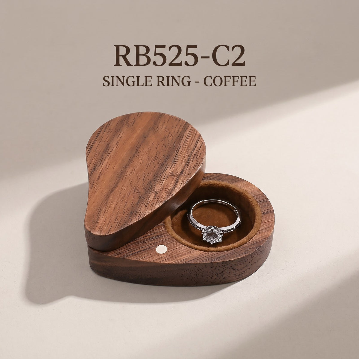 Walnut ring box in Coffee - Devotion - MAHOOSIVE