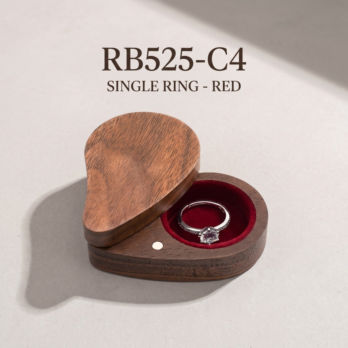 Walnut ring box in Red - Devotion - MAHOOSIVE