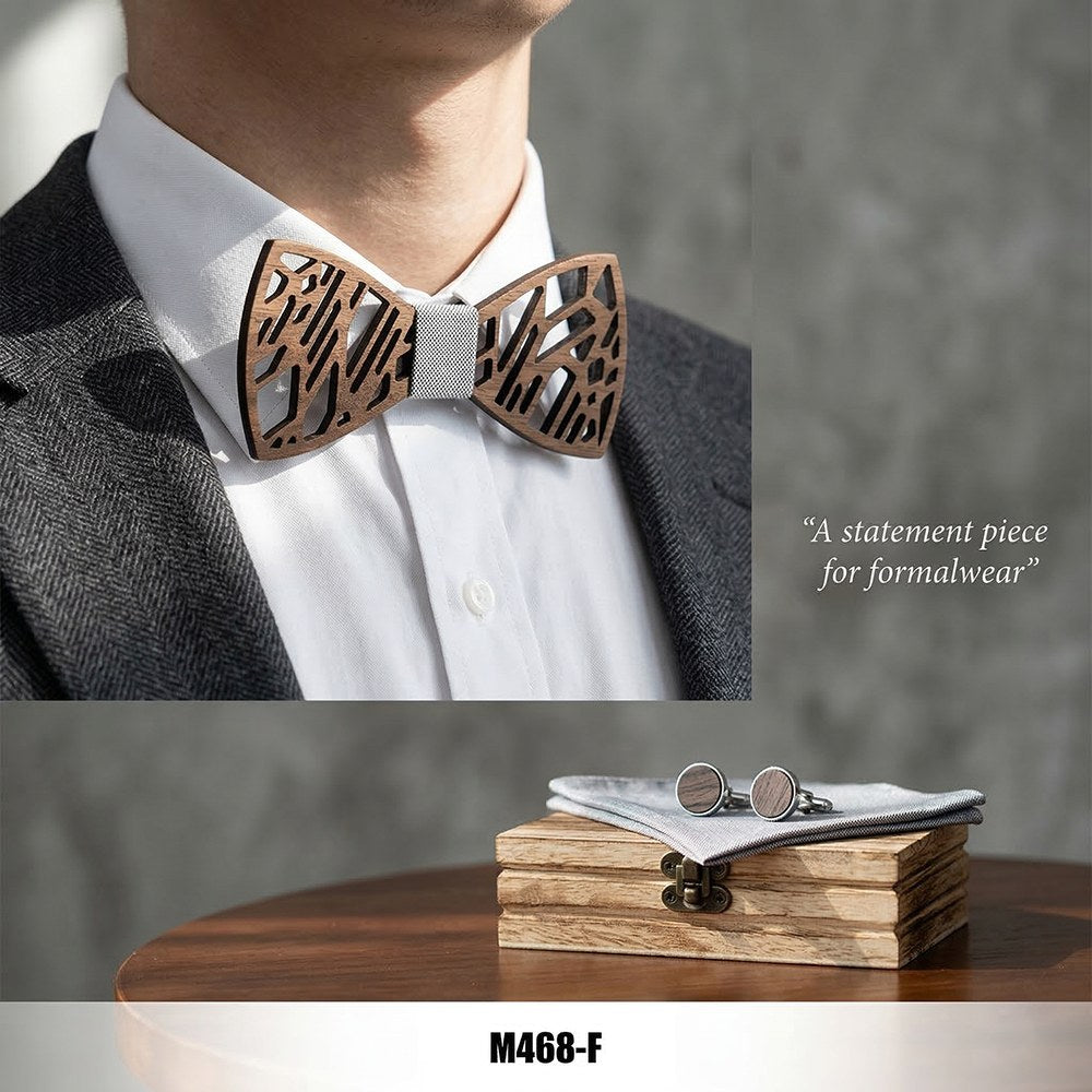 Walnut bow tie set - Kintsugi: Beauty in the Break - MAHOOSIVE
