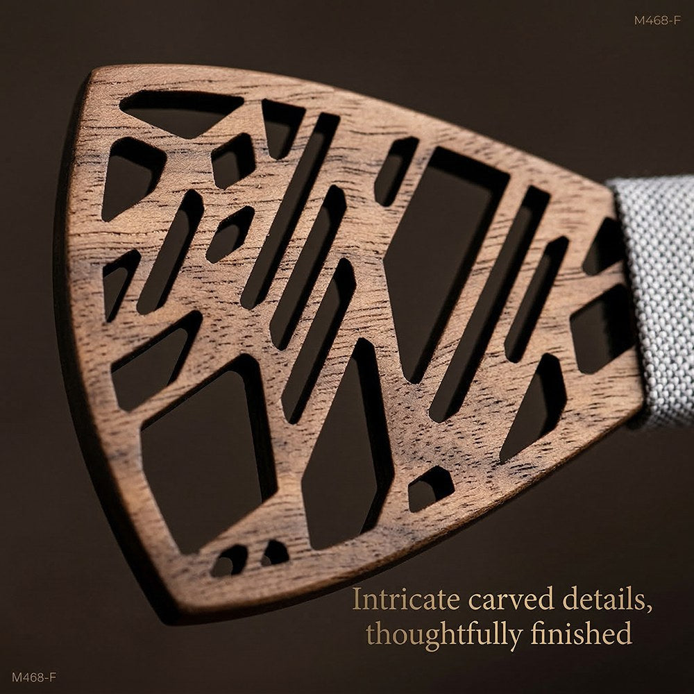 Kintsugi walnut bow tie with cufflinks and pocket square - photo 6 - MAHOOSIVE