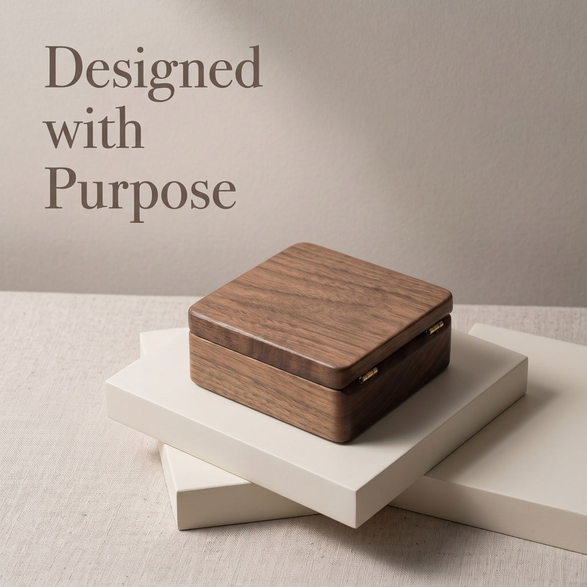 Walnut jewellery box shown open to reveal the interior - Locket - MAHOOSIVE