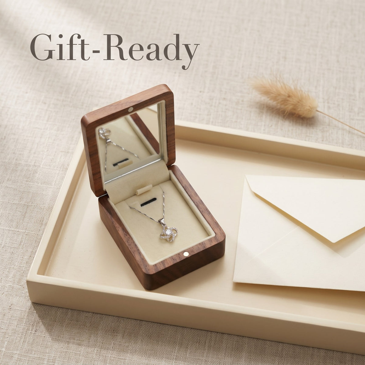 Walnut jewellery box wrapped and ready to give - Locket - MAHOOSIVE