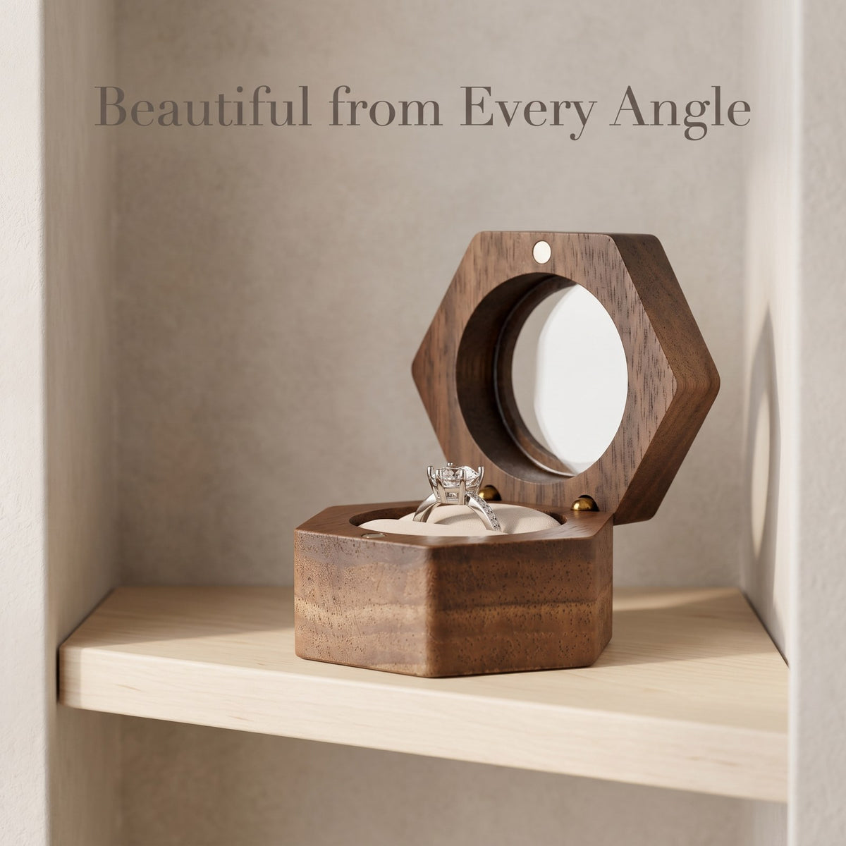 Walnut ring box seen from the side - Lucent - MAHOOSIVE