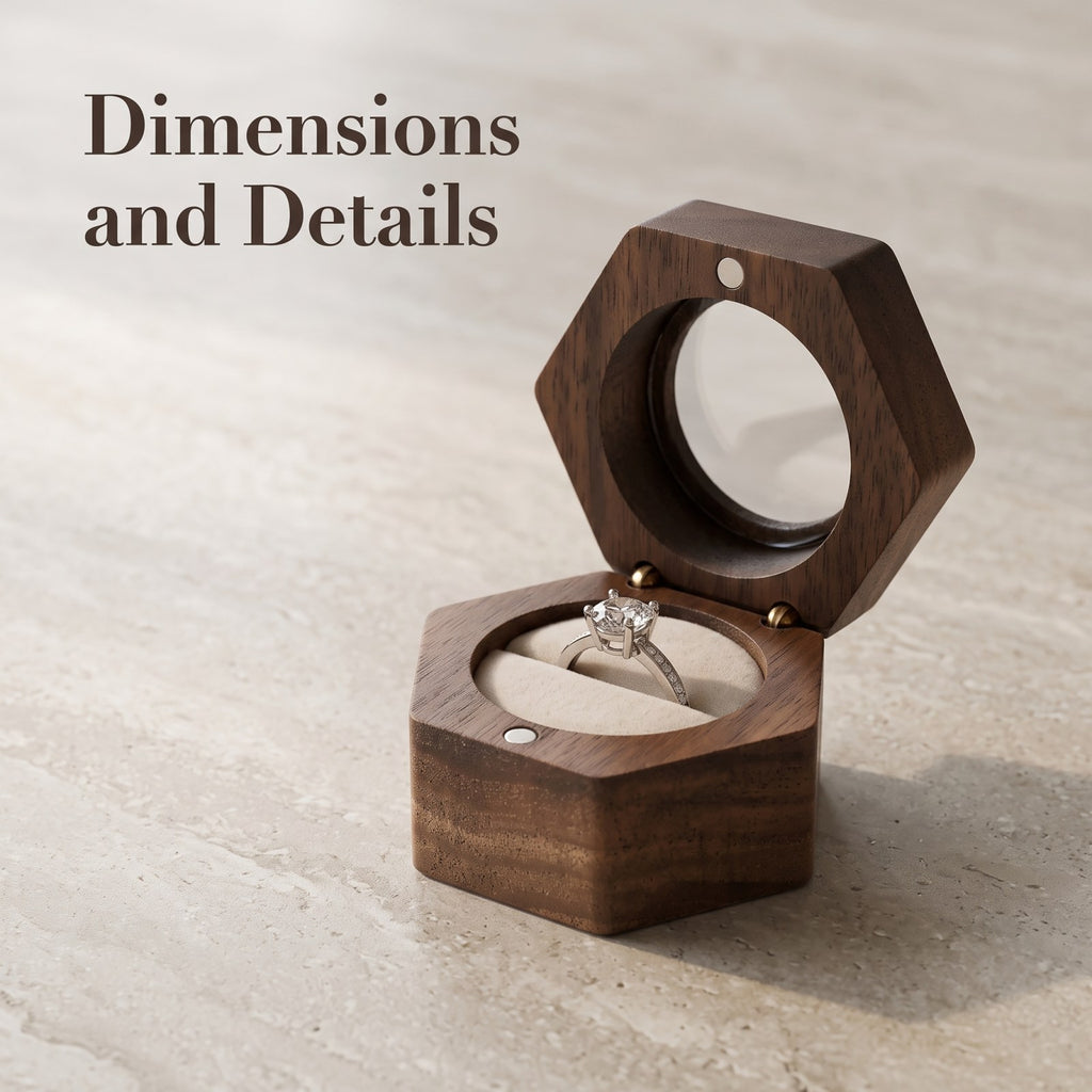 Walnut ring box dimensions and measurements - Lucent - MAHOOSIVE