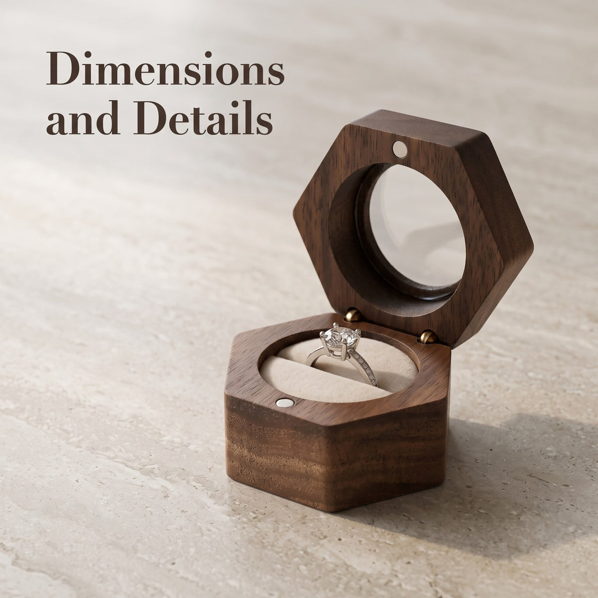 Walnut ring box dimensions and measurements - Lucent - MAHOOSIVE