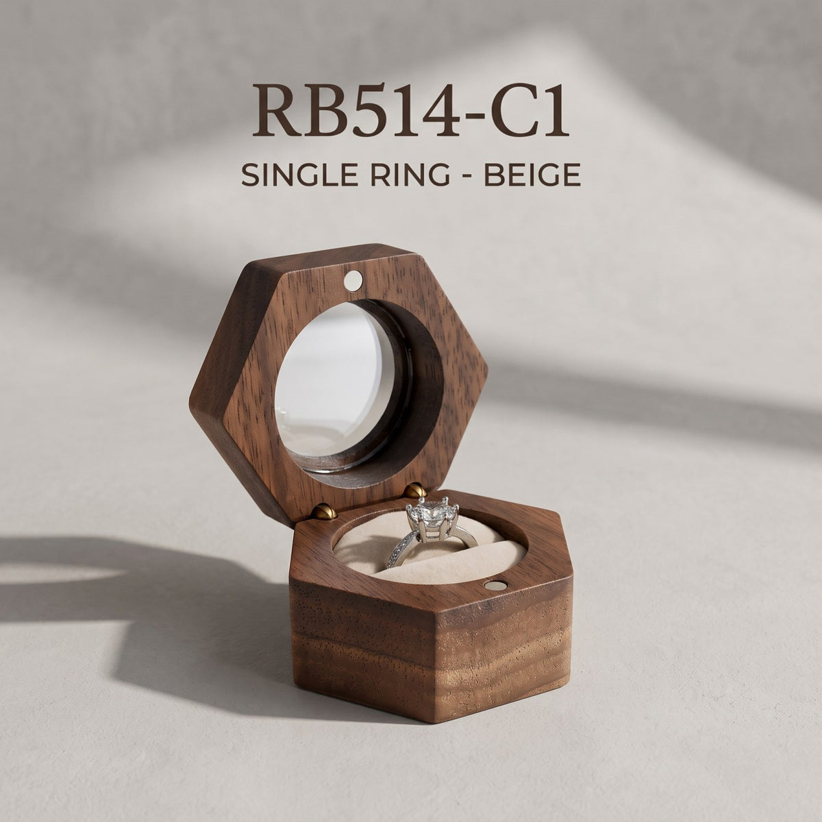Walnut ring box in Beige - Lucent - MAHOOSIVE