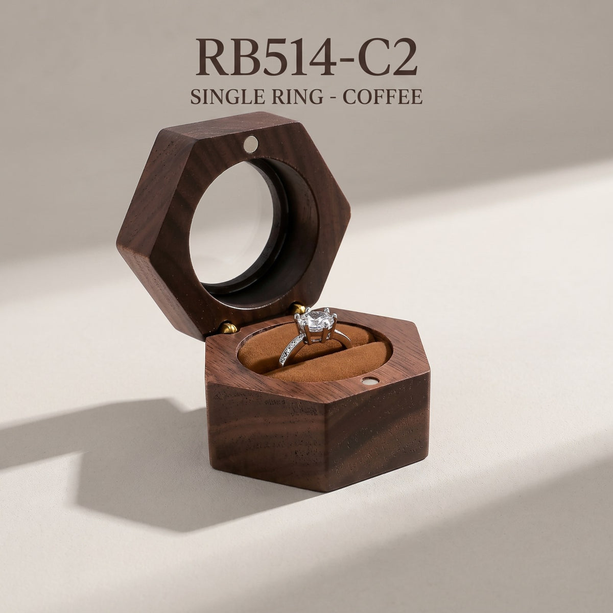 Walnut ring box in Coffee - Lucent - MAHOOSIVE