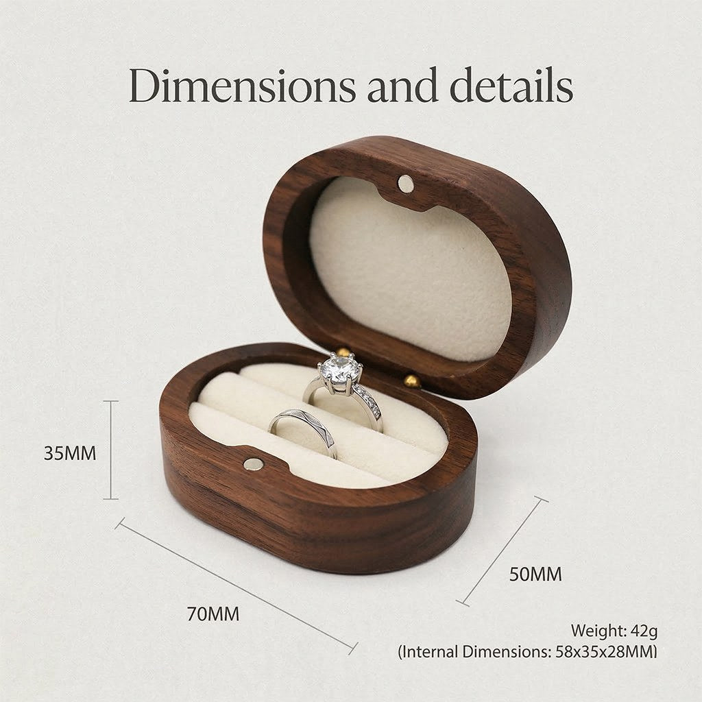 Walnut ring box dimensions and measurements - Ovation - MAHOOSIVE