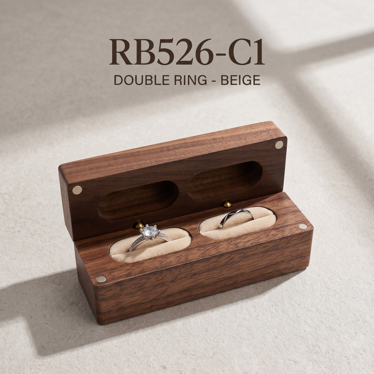Walnut ring box in Beige - Parallel - MAHOOSIVE