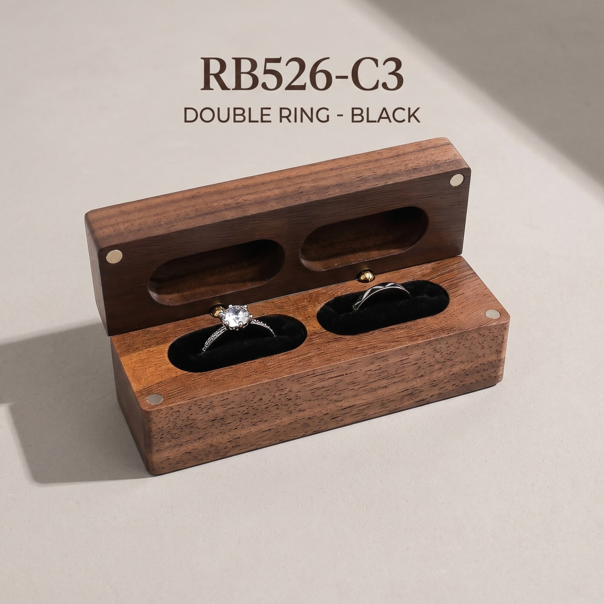Walnut ring box in Black - Parallel - MAHOOSIVE