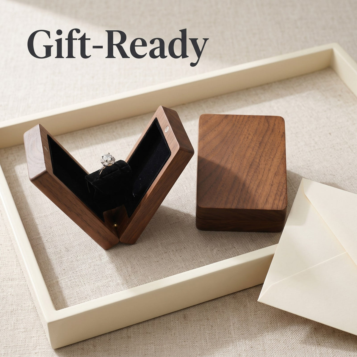 Walnut ring box wrapped and ready to give - Pivot - MAHOOSIVE