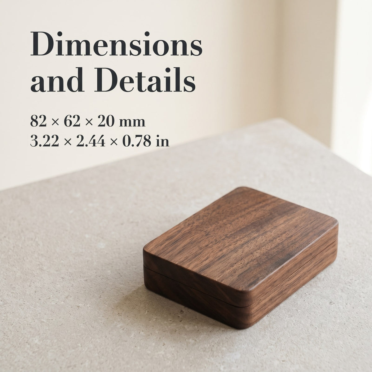 Walnut ring box dimensions and measurements - Pivot - MAHOOSIVE