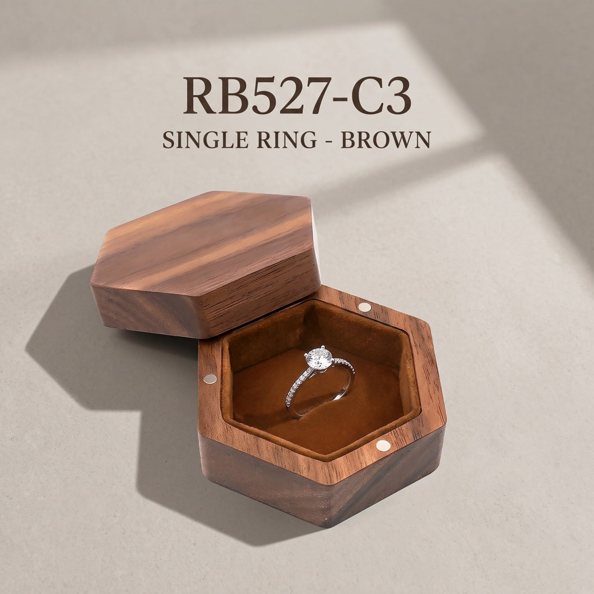 Walnut ring box in Brown - Prism - MAHOOSIVE