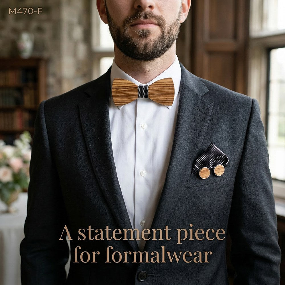 Walnut bow tie set - Savile: Cut Like a Suit - MAHOOSIVE