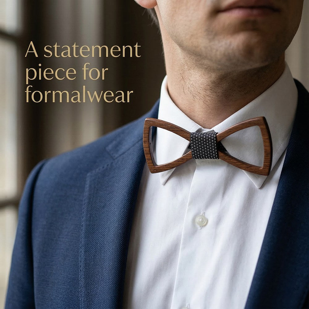 Walnut bow tie set - Silhouette: Everything, and Nothing - MAHOOSIVE