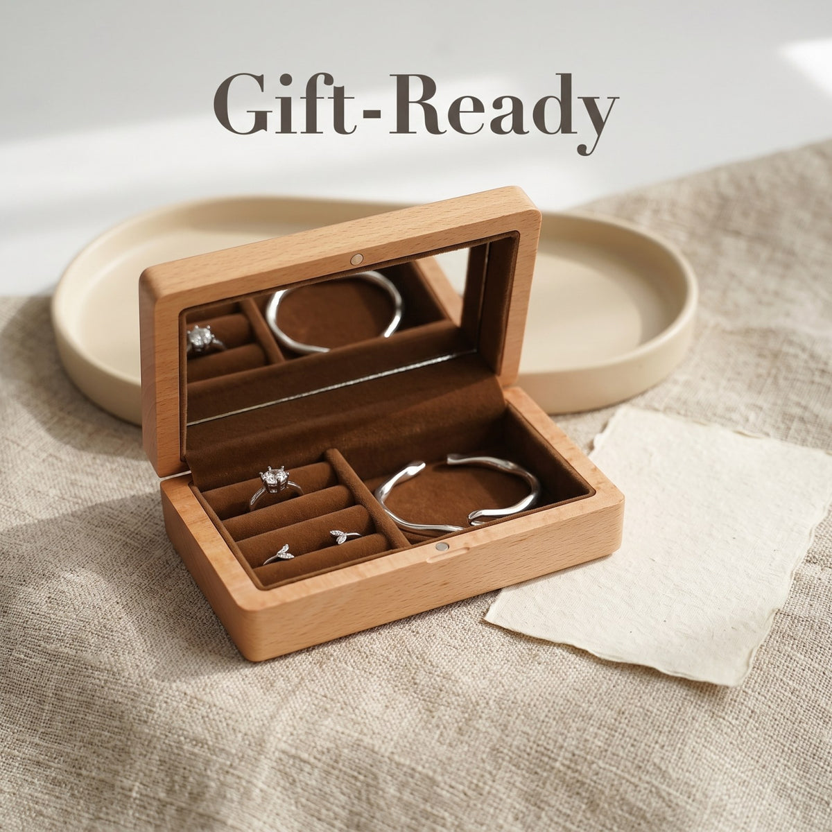 Walnut jewellery box wrapped and ready to give - Vitrine - MAHOOSIVE