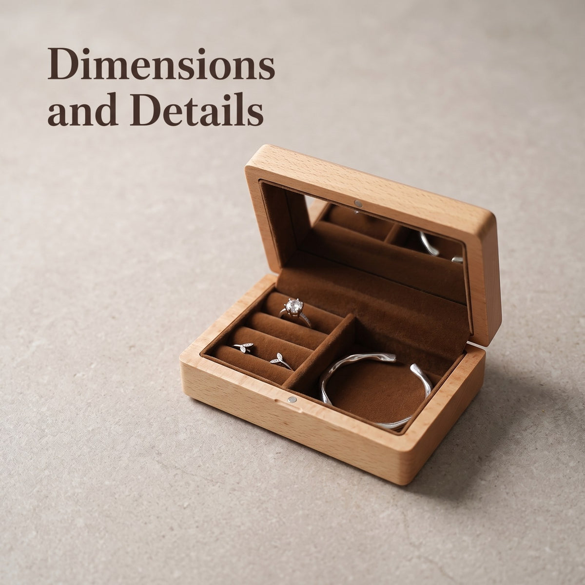 Walnut jewellery box dimensions and measurements - Vitrine - MAHOOSIVE