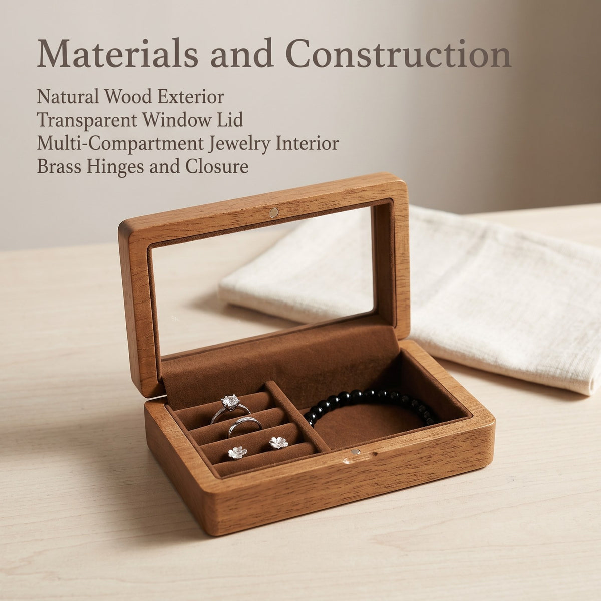 Walnut jewellery box materials and construction detail - Vitrine - MAHOOSIVE