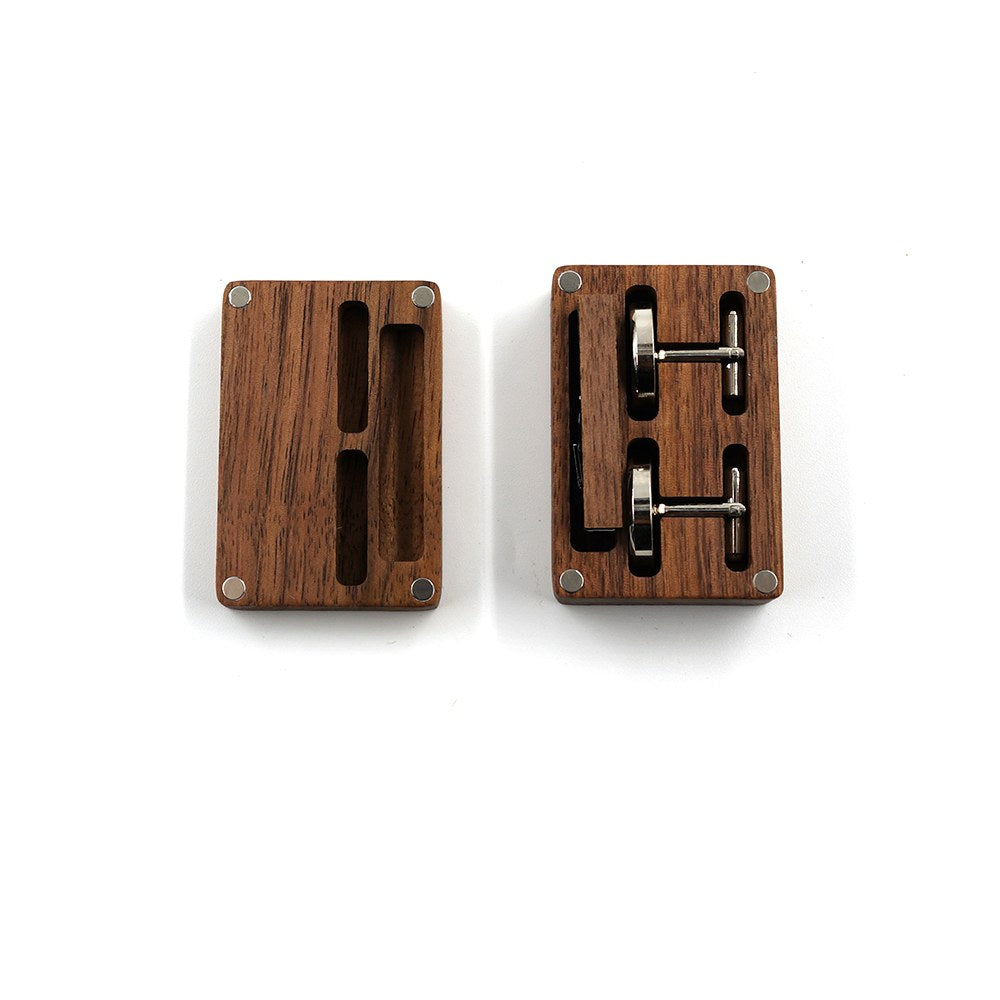 Fitted tray inside the walnut cufflink box - MAHOOSIVE