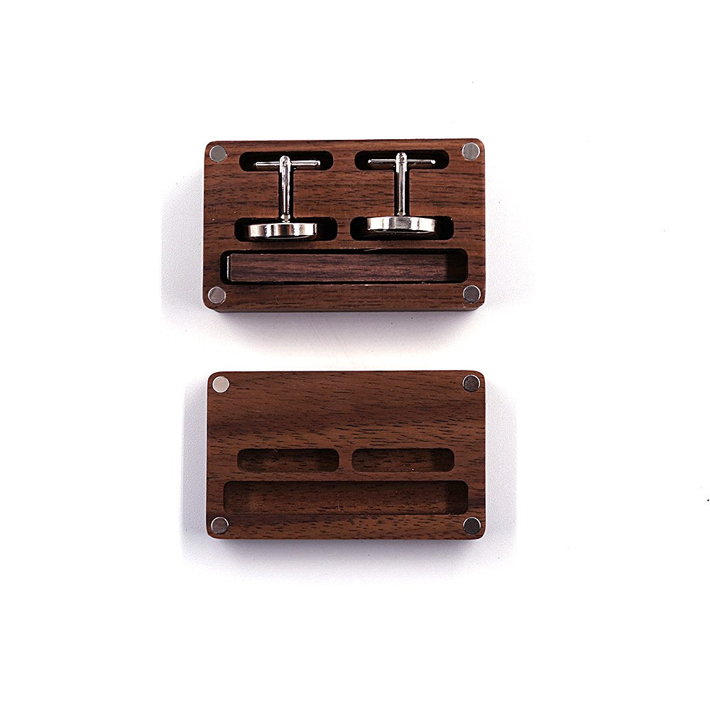 Walnut cufflink box lid and fitted tray - MAHOOSIVE