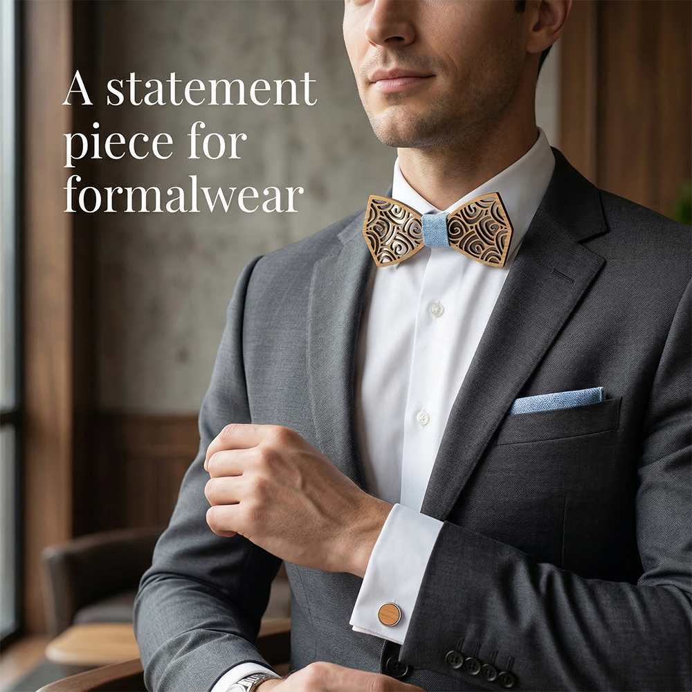 Wooden Bow Tie - Classic Natural Grain