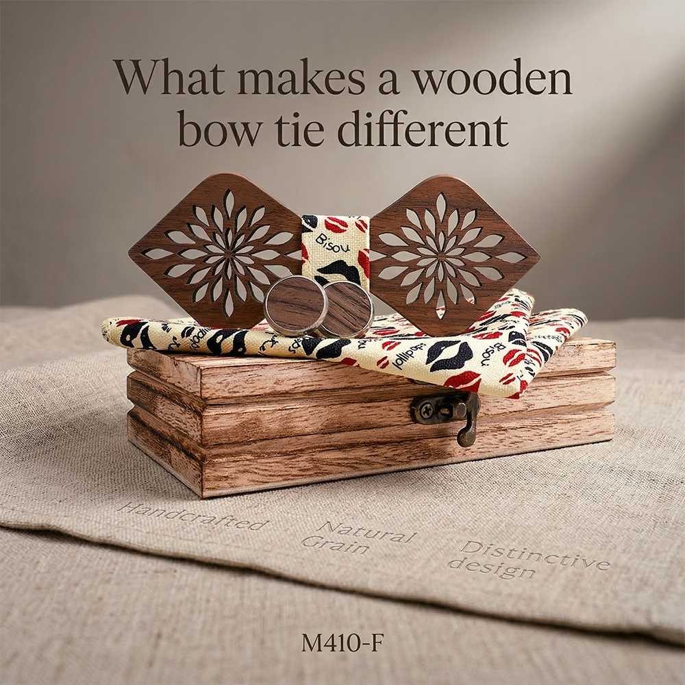 Wooden Bow Tie - Floral Cutout (410)