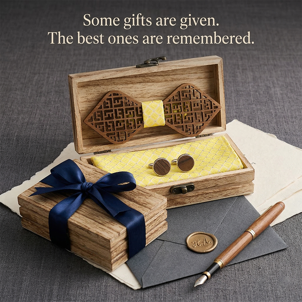 Wooden Bow Tie - Geometric Maze (405)