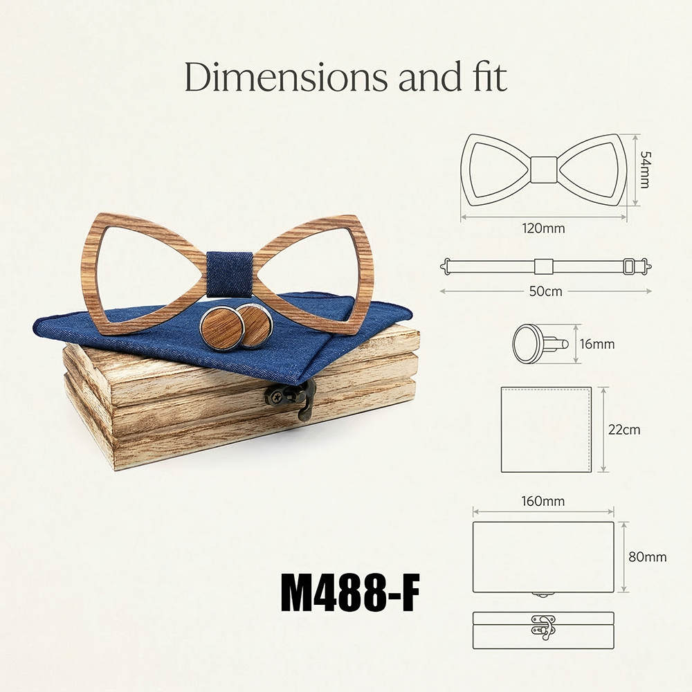 Wooden Bow Tie - Hollow Zebrawood Gift Set