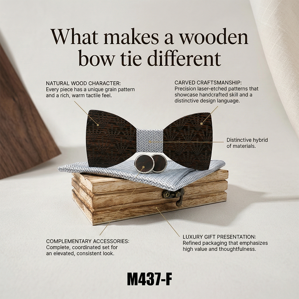 Wooden Bow Tie - Laser-etched Fan