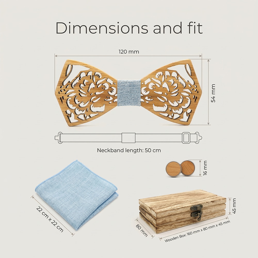 Wooden Bow Tie - Lion Face Design