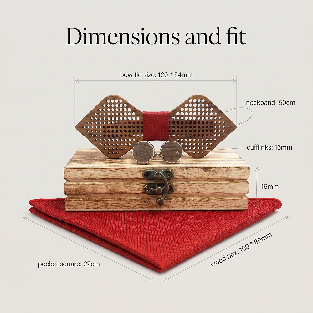Wooden Bow Tie - Perforated Diamond