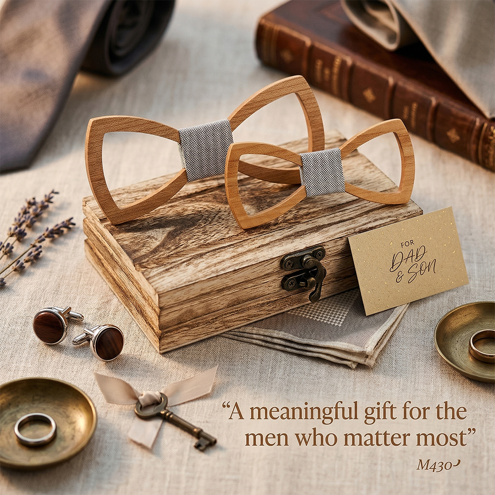 Wooden Bow Tie - Radiant Sun Pattern