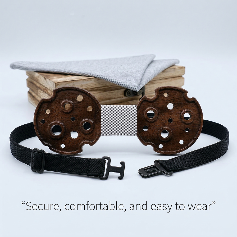 Wooden Bow Tie - Vintage Film Reel Design